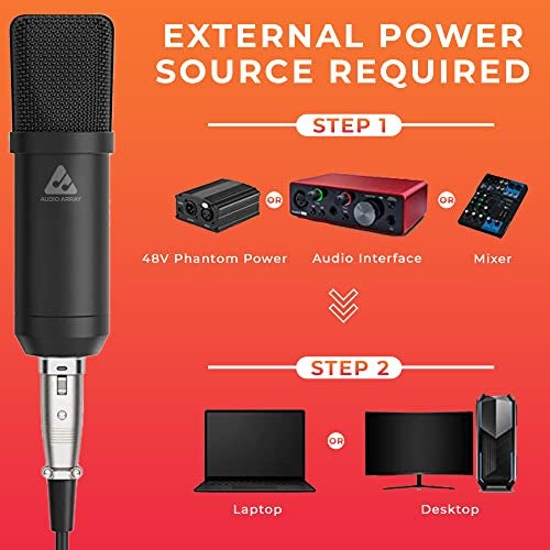 Audio Array AM-C2 XLR Condenser Microphone Kit | Boom Arm, 2M Cable, Pop Filter & Mic Cover | Compatible with Audio Interface, Mixer & preamp | Recording, Podcasting, Streaming, Home Studio (Black) - Image 3