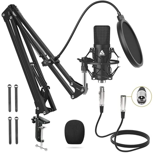 Audio Array AM-C2 XLR Condenser Microphone Kit | Boom Arm, 2M Cable, Pop Filter & Mic Cover | Compatible with Audio Interface, Mixer & preamp | Recording, Podcasting, Streaming, Home Studio (Black) - Image 1