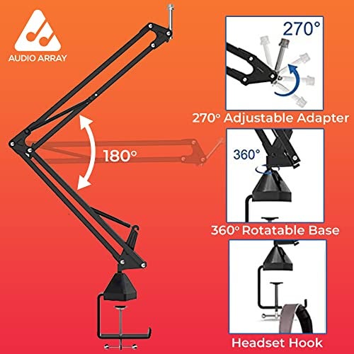 Audio Array AM-C2 XLR Condenser Microphone Kit | Boom Arm, 2M Cable, Pop Filter & Mic Cover | Compatible with Audio Interface, Mixer & preamp | Recording, Podcasting, Streaming, Home Studio (Black) - Image 4