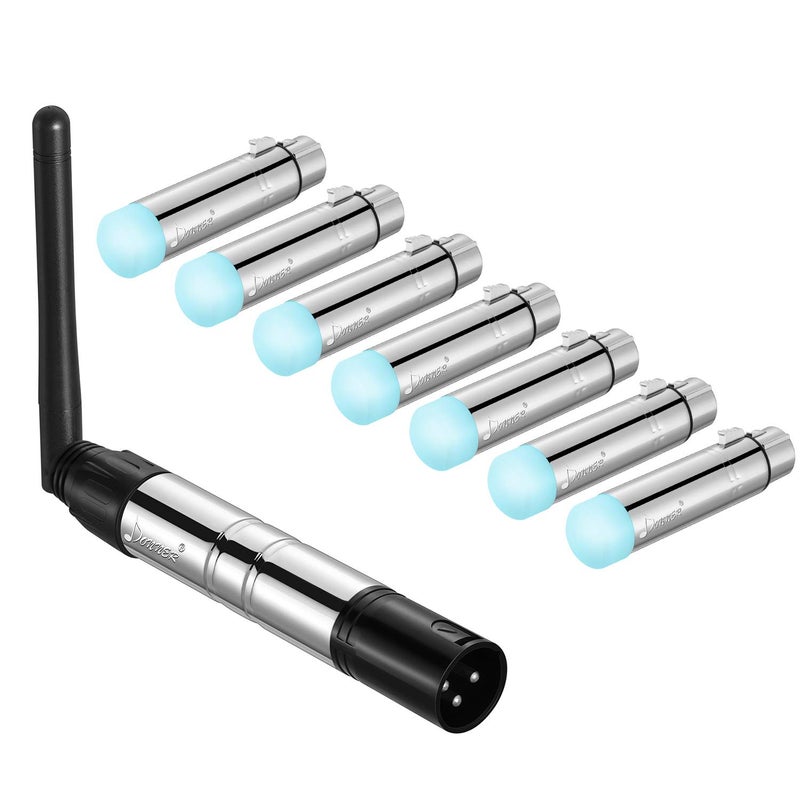 Donner وحدة تحكم دونر DMX512 اللاسلكية Dfi DJ 2.4G DMX مع 7 مستقبلات وقبة ضوء و 1 مرسل للتحكم في إضاءة LED لحفلات المسرح والدي جي والبار 8 قطع - Image 1
