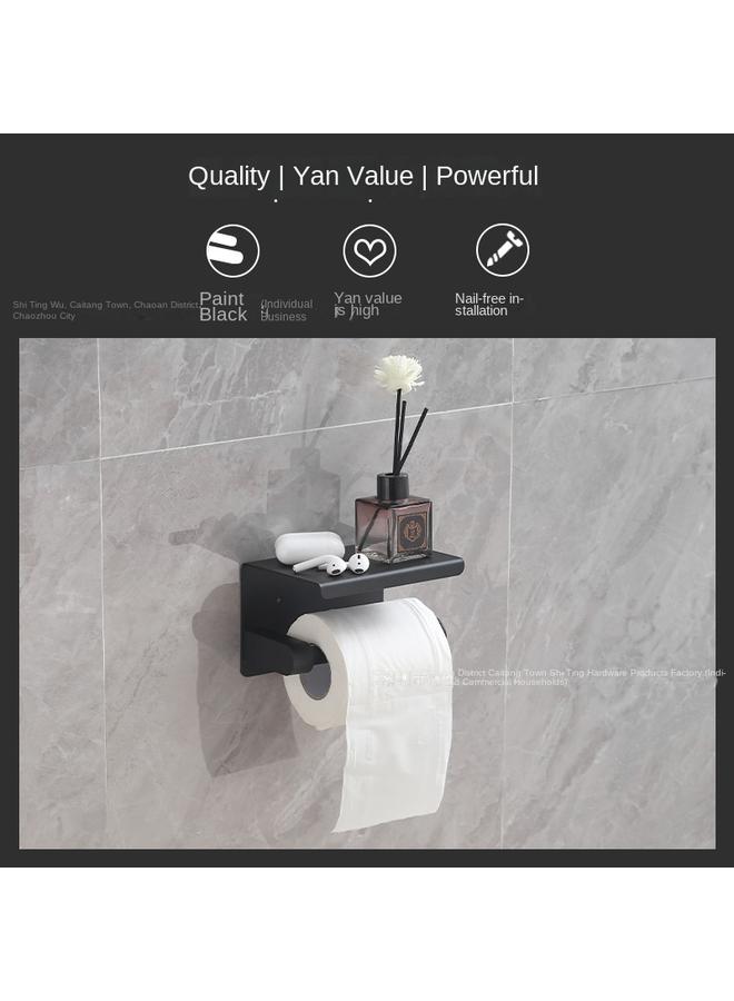 Bluejw Stainless Steel Tissue Holder Roll Paper Holder Toilet Toilet Paper Holder Punch-free Tissue Holder Phone Holder Hotel Project - Image 4