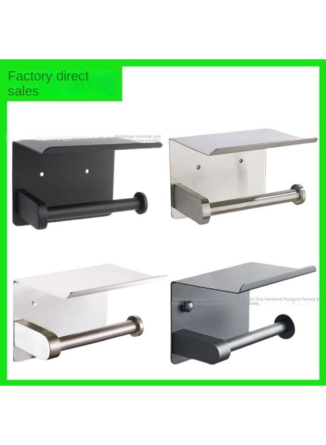 Bluejw Stainless Steel Tissue Holder Roll Paper Holder Toilet Toilet Paper Holder Punch-free Tissue Holder Phone Holder Hotel Project - Image 2