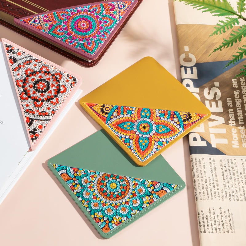 ALKALO 6 PCS Diamond Art Painting Bookmarks, DIY Diamond Art Bookmarks for Book Lovers 5D Bookmark Triangle Making Corner Bookmark Kits for Kids Adults Home Office Beginner Adults Gift - Image 2