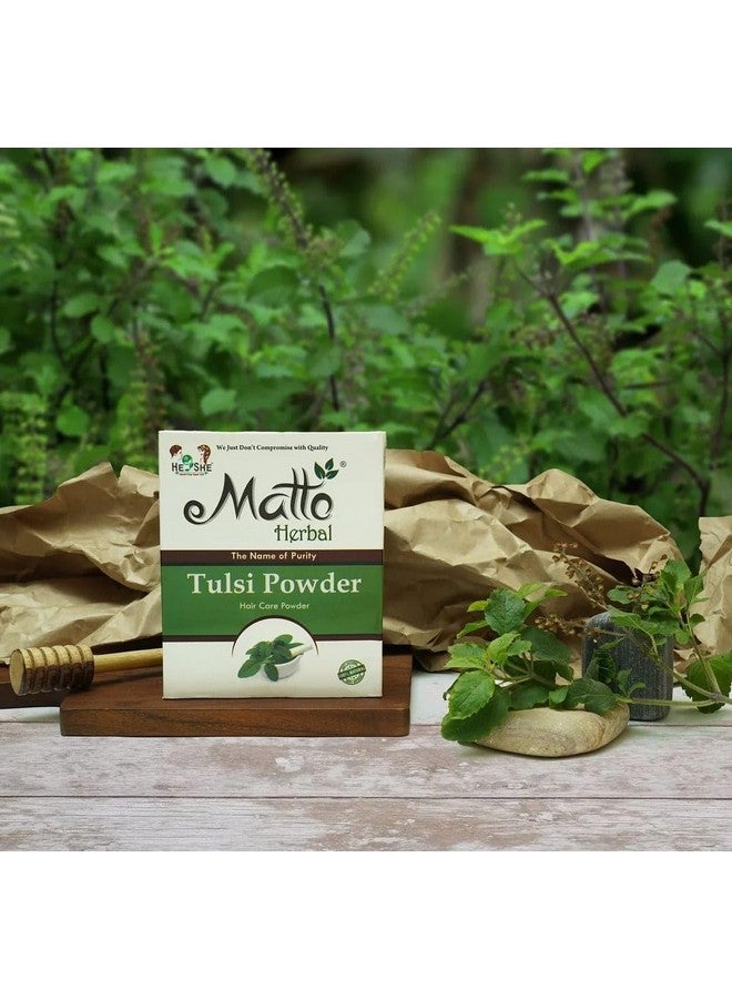 Matto Herbal Tulsi and Brahmi Powder |Ayurvedic Hair Therapy | 100% Pure Tulsi and Brahmi Powder Blend for Strong, Lustrous Hair:- 200 gm (1 Pcs Each) - Image 1