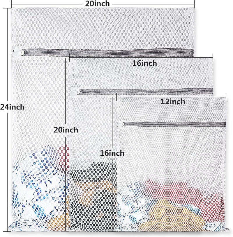 SUERIV 5Pcs Durable Honeycomb Mesh Laundry Bags for Delicates,Travel Organization Bag for Clothes,Jeans,Bath Towels,Bed Sheets (1X-Large 20 x 24 Inches,2 Large 16 x 20 Inches, 2 Medium 12 x 16 Inches) - Image 2