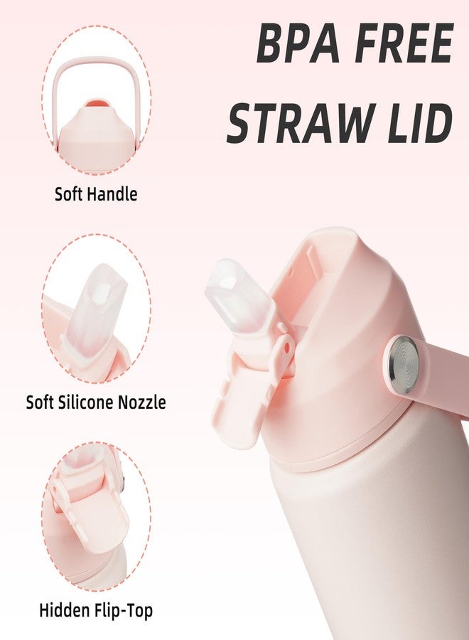 BJPKPK Insulated Water Bottle with Straw Lid, 12oz Thermos Water Bottles, Flex Handle & Non-slip Boot, BPA Free Leak Proof Stainless Steel Metal Thermos, Tumblers, Cups,Pearl Pink - Image 2