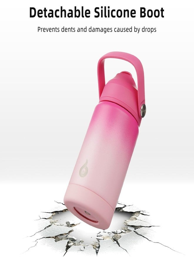 BJPKPK Insulated Water Bottle with Straw Lid, 12oz Thermos Water Bottles, Flex Handle & Non-slip Boot, BPA Free Leak Proof Stainless Steel Metal Thermos, Tumblers, Cups,Pearl Pink - Image 4