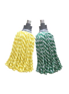 LACOT GENERAL TRADING LLC Efficient 2 Pcs Microfiber Round Wet Mop Set with One Wooden Handle  - Image 2