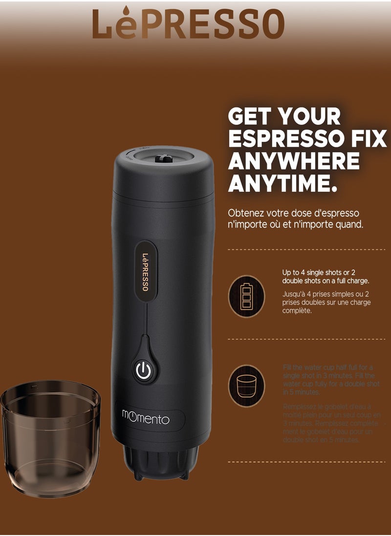 LePRESSO Momento Coffee Maker 2.0 Portable Espresso Coffee Machine 75W 2500mAh - Black  - Image 2