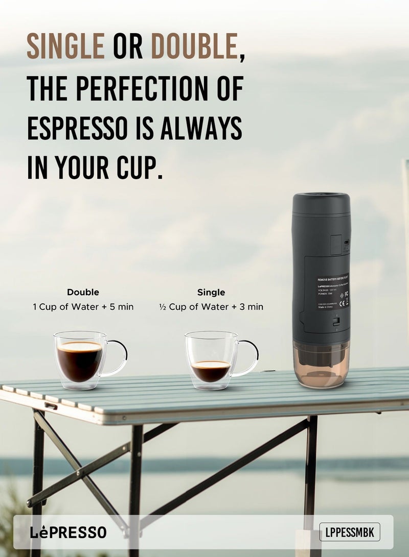 LePRESSO Portable Espresso Maker, Nespresso Capsules Compatible, Direct Extraction, 200ml Water Tank, Rechargeable, Portable Coffee Maker, Compatible With Nespresso Capsules & Powder, Ideal for Camping, Outdoor and more - Image 5