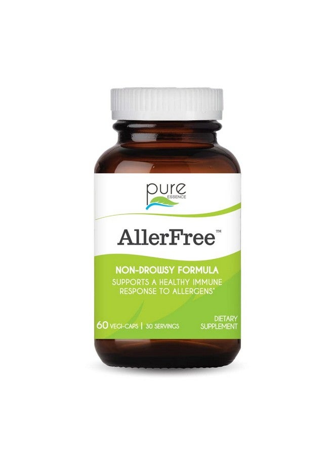 PURE ESSENCE LABS Allerfree Natural Allergy Support Supplement Non Drowsy Pills For Sinus And Nasal Health Seasonal Allergies With Enzymes And Herbs 60 Capsules - Image 1