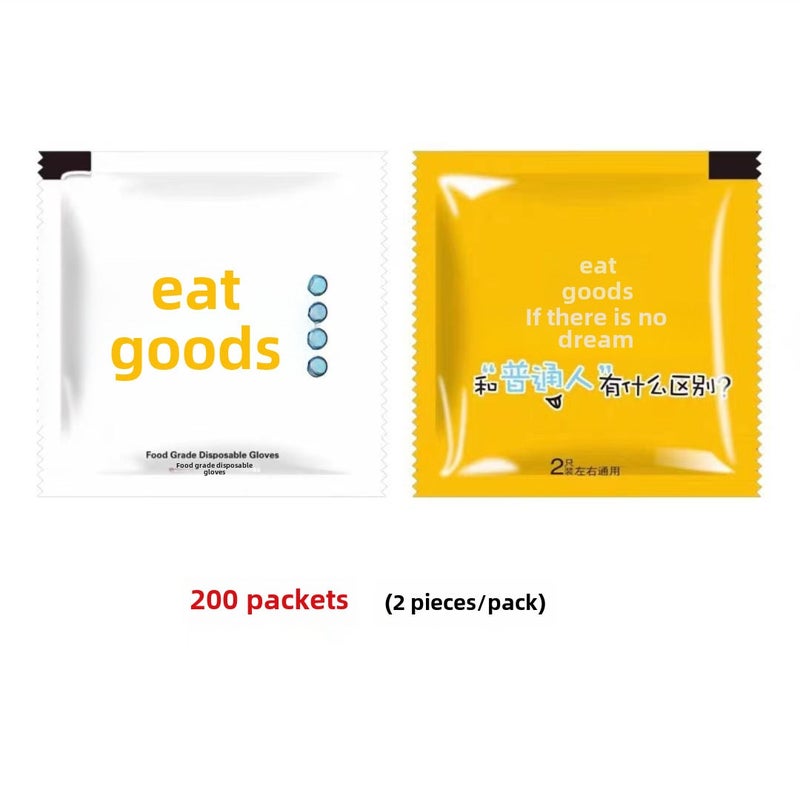 1 x 5 pcs Creative Disposable Gloves, Thick PE, Eco-Friendly Payment for food [2 pcs/bag]]