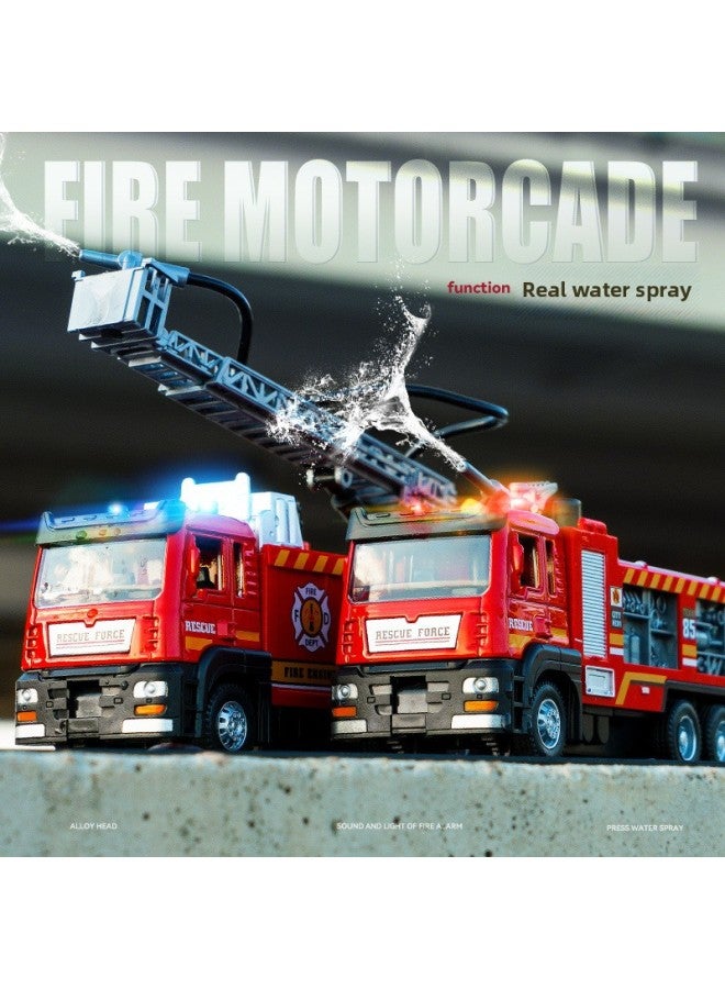 Tianying 1:32 Engineering Truck Alloy Excavator Children's Mixer Truck Simulation Ladder Fire Truck Model Police Car Boy-Color:8990B# Alloy Road Trailer