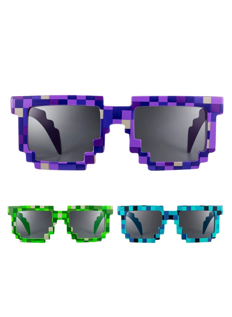 Sweet seven 15 Pairs Pixel Retro Gamer Sunglasses - Fun Party Favors in Blue, Purple, and Green - Image 5