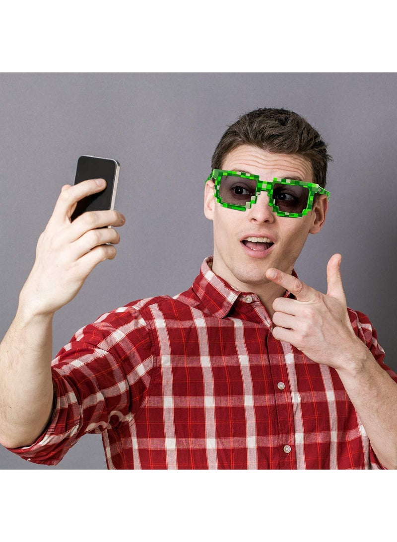 Sweet seven 15 Pairs Pixel Retro Gamer Sunglasses - Fun Party Favors in Blue, Purple, and Green - Image 4