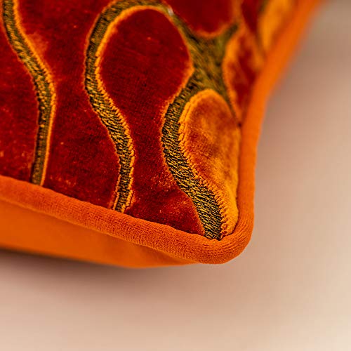 Yangest Orange Square Throw Pillow Cover Wavy Velvet Cushion Cover Modern Zippered Pillowcase for Sofa Couch Bedroom Living Room Chair, 18 x 18 Inch - Image 5