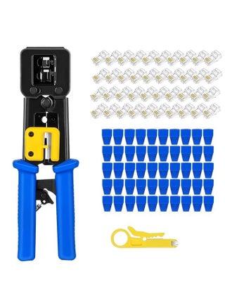 WiredCom Tools Kit RJ45 Crimping Tool Ethernet Crimper for Cat6 Cat5 Cat5e RJ45 Pass Through Connectors and R11RJ12 Regular Ends with 50Pcs Connectors 50Pcs Boot Covers and 1 Cable Cutter - pzsku/Z63240DAD077245FA28F5Z/45/1748243002/370552f0-52ee-4f63-8943-f68296a07a5c
