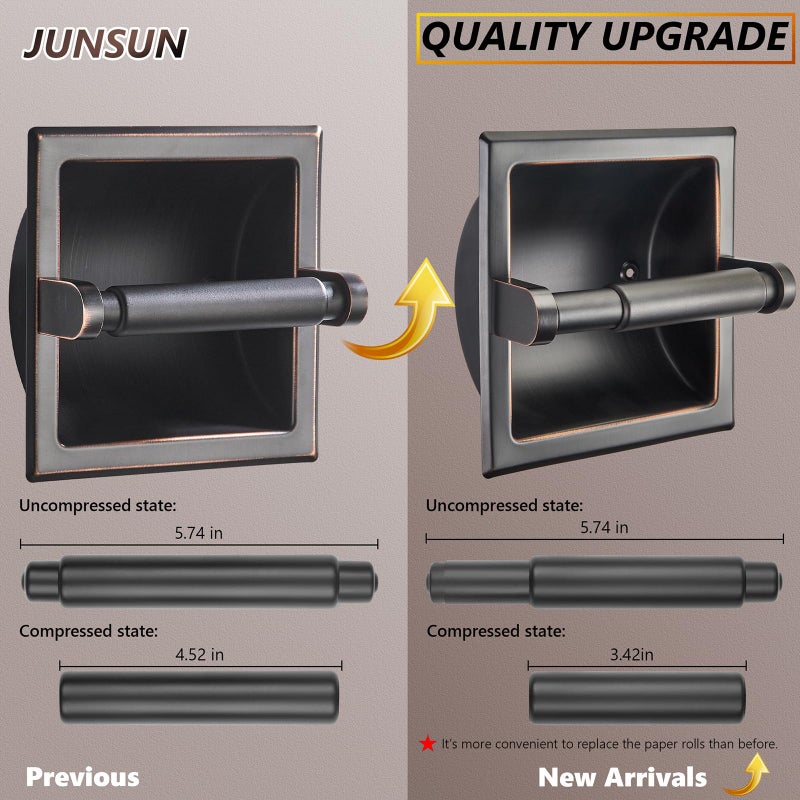 JunSun Oil Rubbed Bronze Recessed Toilet Paper Holder Stainless Steel ORB Toilet Paper Roll Holder Tissue Holder Tissue Roll Holder 6" X 6" Square Jumbo Mega Roll Holder Rear Mounting Bracket Included - Image 2