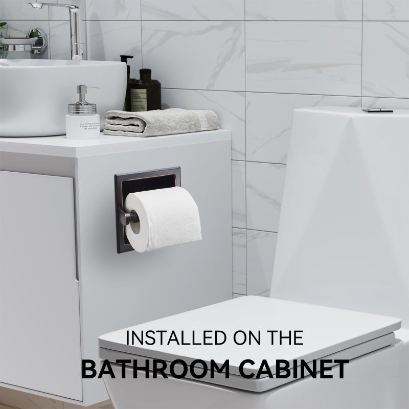 JunSun Oil Rubbed Bronze Recessed Toilet Paper Holder Stainless Steel ORB Toilet Paper Roll Holder Tissue Holder Tissue Roll Holder 6" X 6" Square Jumbo Mega Roll Holder Rear Mounting Bracket Included - Image 3