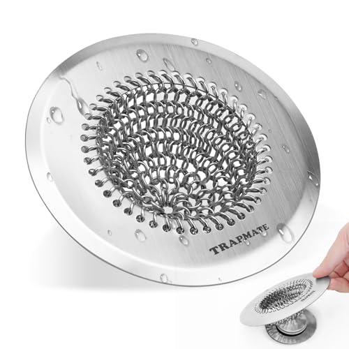 TRAPMATE Shower Drain Hair Catcher, 4.4" Easy Clean Bathtub Drain Hair Catcher, Anti-Slip Bath Tub Drain Protector, Upgraded 304 Stainless Steel Shower Sink Drain Cover for Bathroom (Patented Product) - Image 1