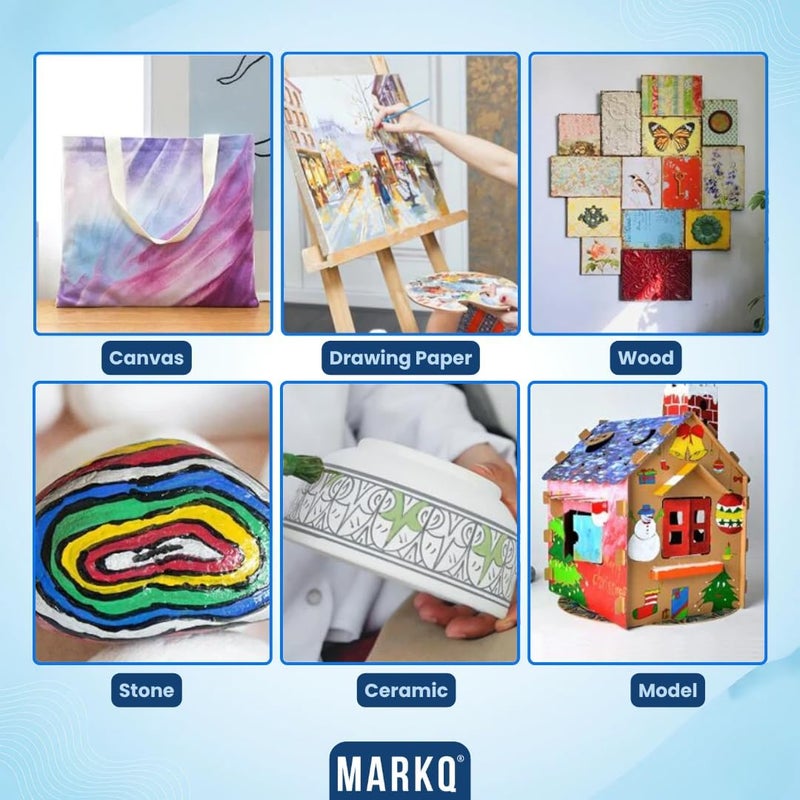 MARKQ طلاء أكريليك 75 مل أنبوب – ألوان فنية غنية، عالية الصبغة وغير سامة | 10 ألوان نابضة للحياة للحرف اليدوية، القماش، الورق، الخشب، القماش، ومشاريع الفن (فضي) - Image 4