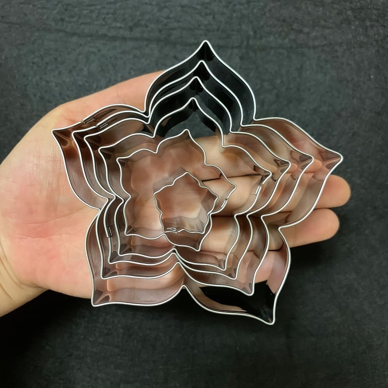 6pcs Stainless Steel Flower Cookie Cutter Set 4.25 Inch 3.5 Inch 3.0 Inch 2.5 Inch 1.7 Inch 0.95 Inch Sizes for Cake and Cupcake Decor - Image 3