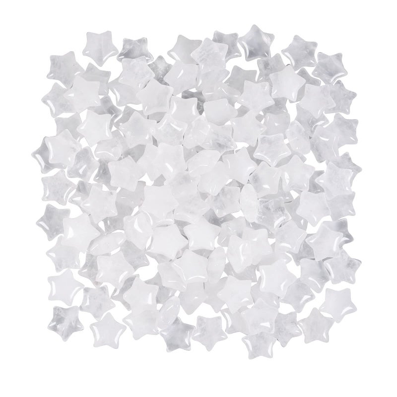 Amogeeli 10pcs Mini Polished Rock Crystal Star Shaped Palm Pocket Stone Decoration for Home Desk Table Meditation Reiki