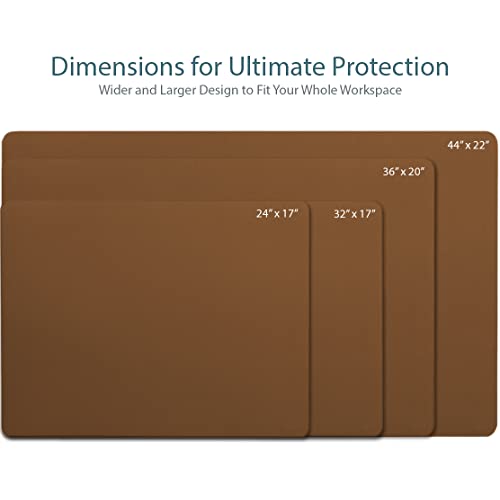 Vine Creations Leather Desk Pad - Large 44" x 22", Desk Protector, PU Leather, Brown - Image 2