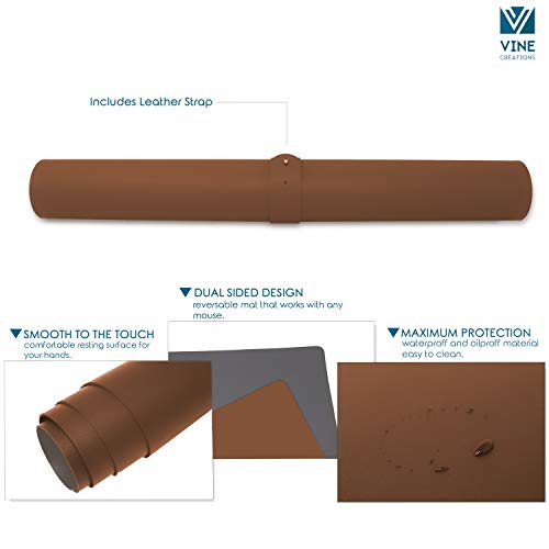Vine Creations Leather Desk Pad - Large 44" x 22", Desk Protector, PU Leather, Brown - Image 5