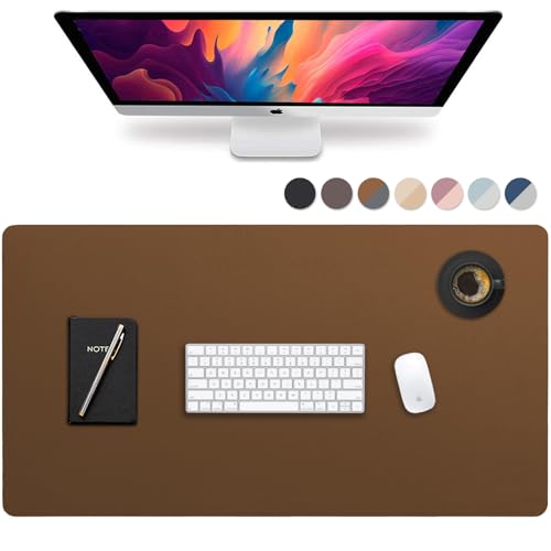 Vine Creations Leather Desk Pad - Large 44" x 22", Desk Protector, PU Leather, Brown - Image 1