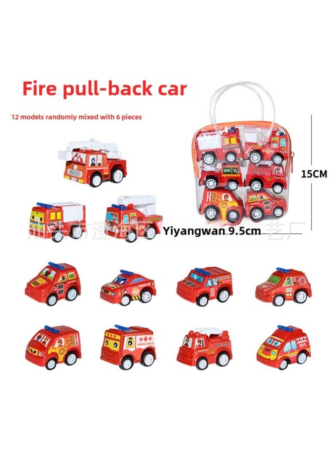 Beauenty Cartoon Car Fire Truck Back Force Inertial Engineering Bag Toy Car Mini Cartoon Car Stall Toy Supply-Color:Fire-fighting Trolley-portable Bag (192 Bags Per Carton)  - Image 1