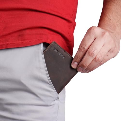 TANSTITCH Bifold Wallet | Vertical Slim Wallet for Men | 100% Full Grain Leather Front Pocket Design | Luxury Brown Card & Cash Holder - Image 5