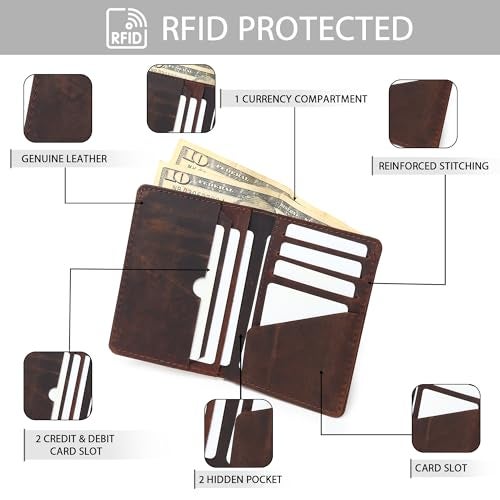 TANSTITCH Bifold Wallet | Vertical Slim Wallet for Men | 100% Full Grain Leather Front Pocket Design | Luxury Brown Card & Cash Holder - Image 4