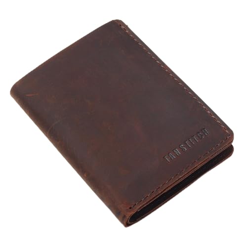 TANSTITCH Bifold Wallet | Vertical Slim Wallet for Men | 100% Full Grain Leather Front Pocket Design | Luxury Brown Card & Cash Holder - Image 1