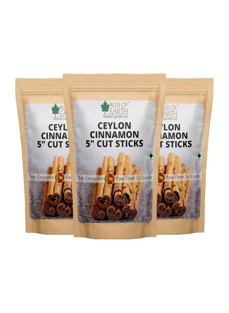 بليس اوف ايرث 400 جرام من أعواد القرفة السيلانية الحقيقية من دالتشيني بالبهارات السريلانكية الكاملة عبوة من 3