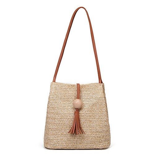 GL-Turelifes Medium Straw Bag Hand Weave Beach Handbag Summer Crossbody Shoulder Bags Bucket Tassel Totes for Women - Image 2