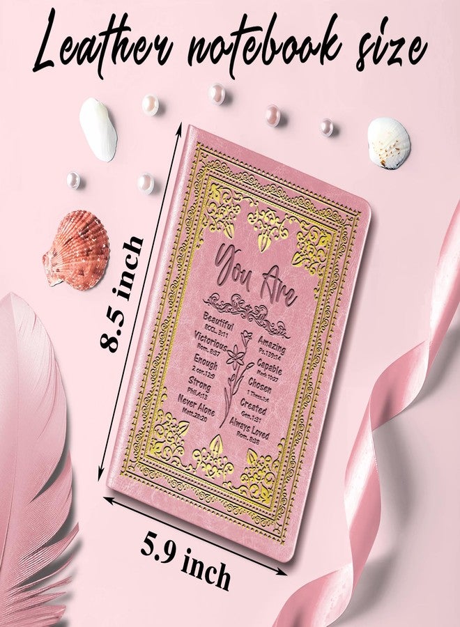 JOHSBYD Pink A5 Lined Leather Journal Notebook,Inspirational Christian Gifts Hardcover Executive Notebooks for Men Women,200 Pages 100 Gsm Thick Ruled Paper Daily Diary for School,Family ,Friends,Work (You - Image 2