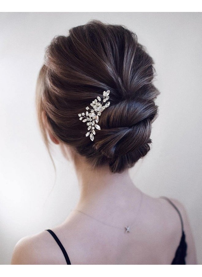 Bestshoot Bridal Hair Accessories Beusoulover 3Pcs Crystal Wedding Hair Pieces Handmade Rhinestone Bridal Hair Pin For Women Girls Bridesmaids (Silver)  - Image 2