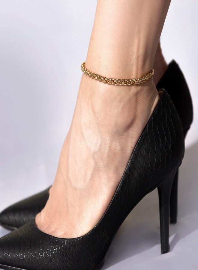 LIFETIME JEWELRY Womens Gold Anklet 24k Real Gold Plated Ponytail anklet (11, Width: 5mm) - Image 3