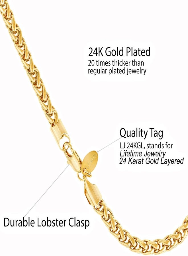 LIFETIME JEWELRY Womens Gold Anklet 24k Real Gold Plated Ponytail anklet (11, Width: 5mm) - Image 4