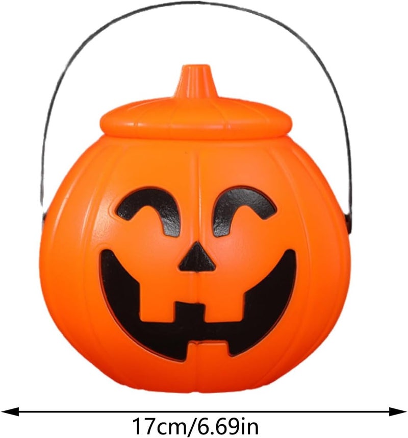 Halloween Pumpkin Candy Bucket - White Portable Trick-or-Treat Pail with Handle - Image 5