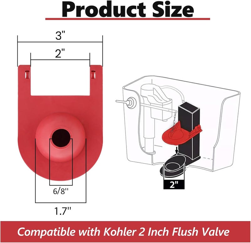 OasisFlow Store 2 Inch Shark Fin Toilet Flapper Compatible with Kohler GP1078440, Toilet Flapper Replacement Part, for Kohler Toilet Tank Parts Red (1 Pack) - Image 2