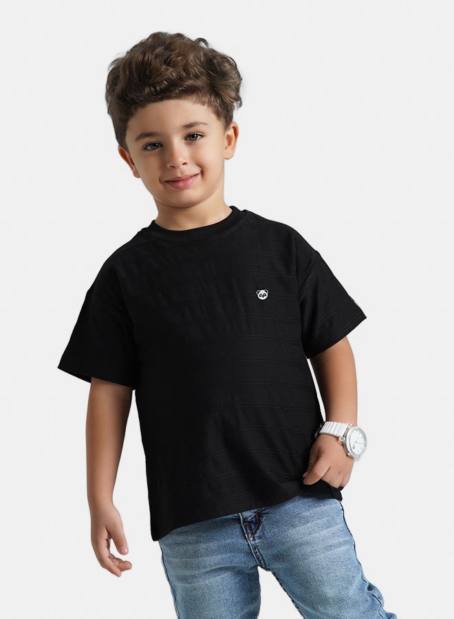 ريمينت تيشرت للاولاد بقماش قطن مقلم اسود - Image 2