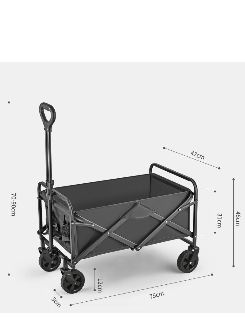 زويهاو عربة تخييم خارجية قابلة للطي، عربة حديقة عريضة شديدة التحمل مع عجلات، مقطورة نزهة متعددة الأغراض مع مقبض دفع، لون أسود - Image 3