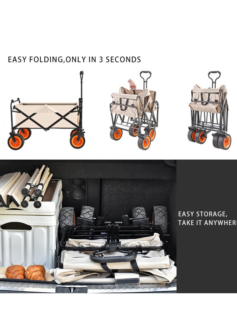 زويهاو عربة تخييم خارجية قابلة للطي، عربة حديقة عريضة شديدة التحمل مع عجلات، مقطورة نزهة متعددة الأغراض مع مقبض دفع، لون أسود - Image 4