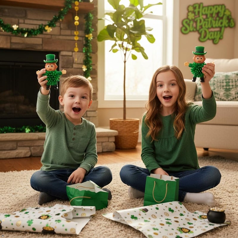Cherislpy 12Pcs St Patrick's Day Mini Leprechaun Toys,Squeeze Porcupine Toys Stress Relief Fidget Toy for Kids Boys St Patrick's Day Party Favor,Home Decor(Old Men) - Image 4