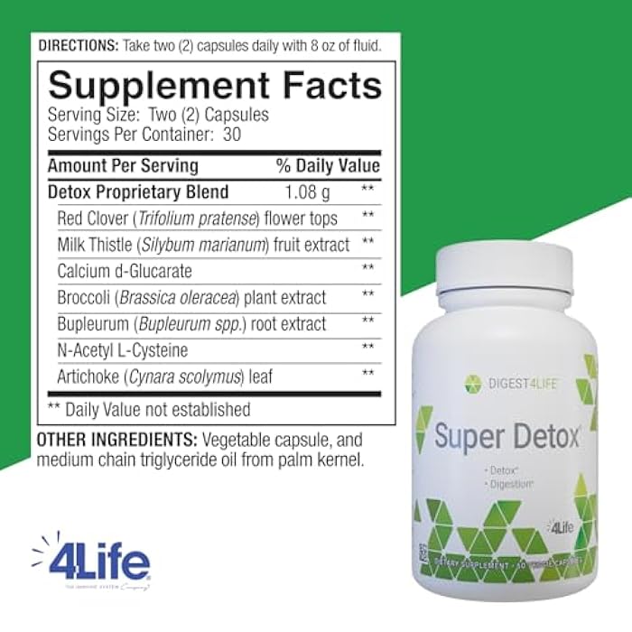 4Life Super Detox, Dietary Supplement, Supports Detoxification and Liver Function with Artichoke, Calcium D-Glucarate and Milk Thistle - 60 Capsules - Image 2