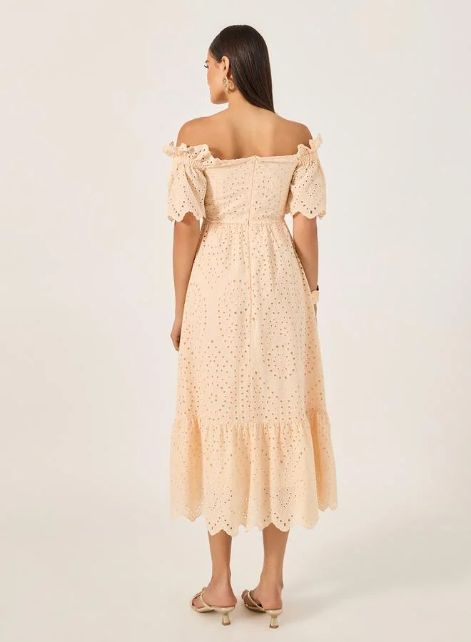 Styli Eyelet Off-Shoulder Dress