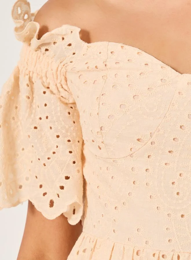 Styli Eyelet Off-Shoulder Dress