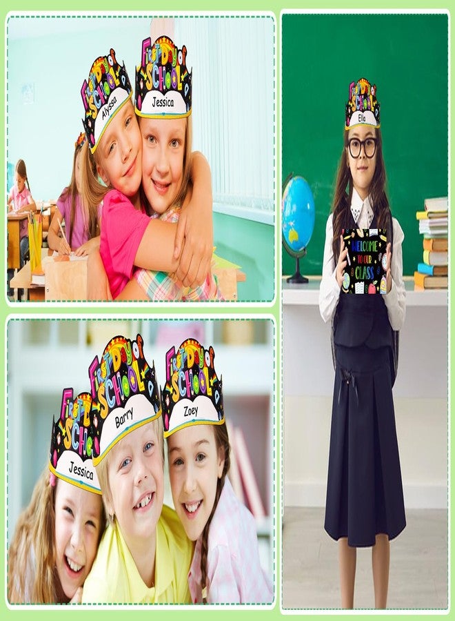 SICOHOME First Day of School Paper Crowns Decorations 24pcs Adjustable Paper Hats Students Back to School Supplies for Kids - Image 3
